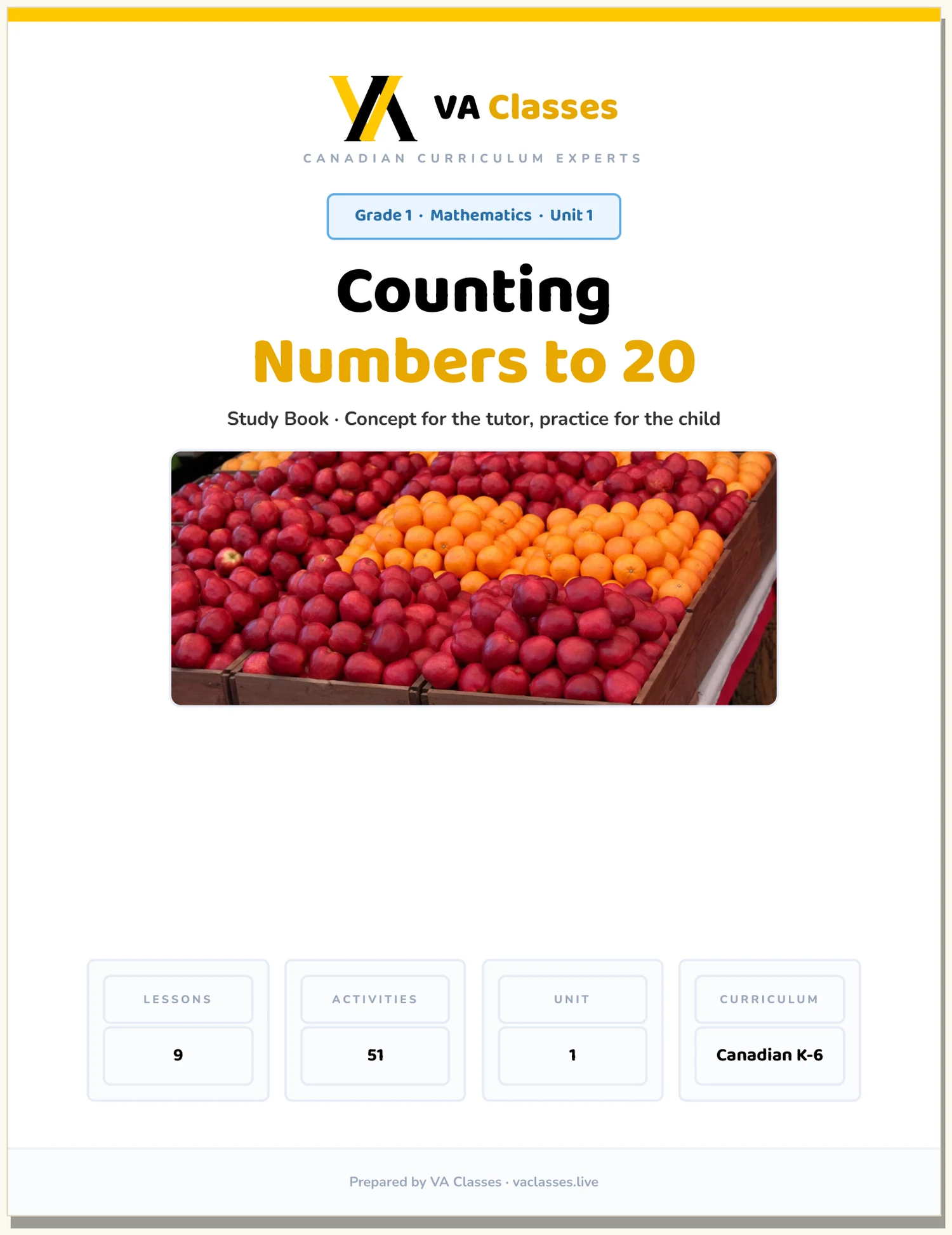 The Study Book cover of the Grade 1 Mathematics pack